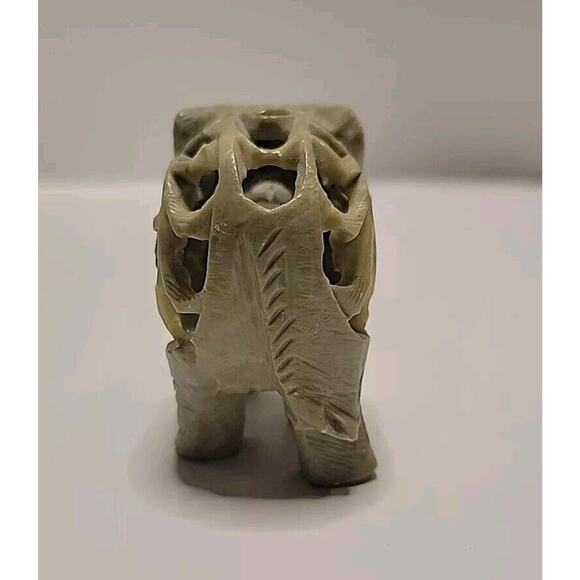 Vtg Hand Carved Soapstone Mother Elephant w/ Baby Inside Fertility Made India - Picture 4 of 8